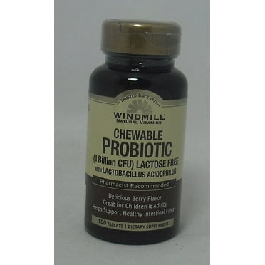 Windmill Chewables Probiotic Lactose Free Tablets, Berry 100 ea