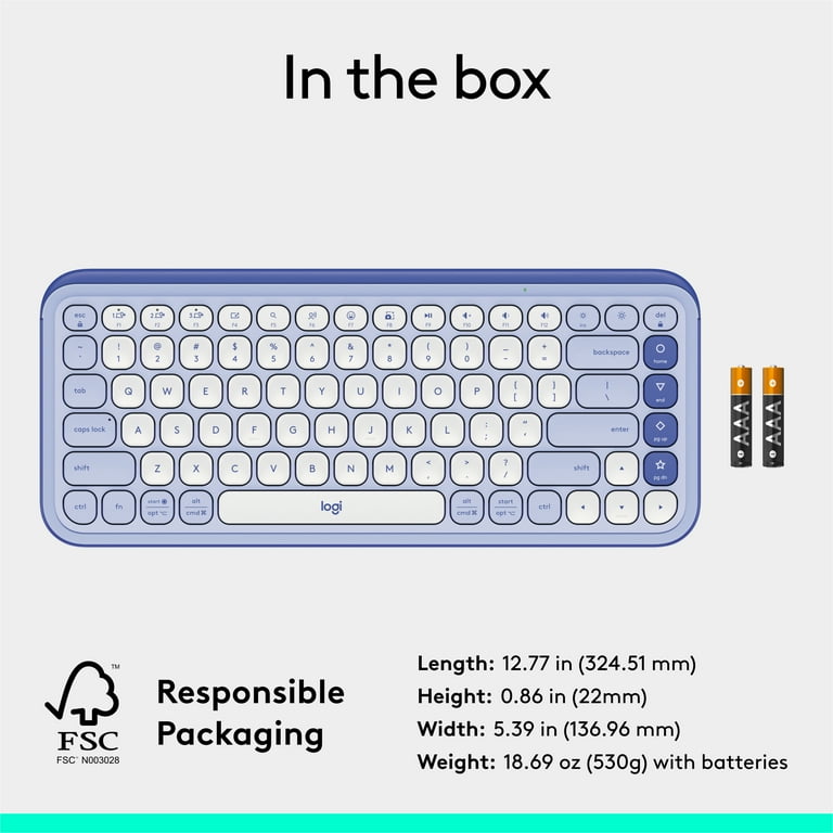 Logitech POP ICON KEYS Wireless Bluetooth Keyboard, Comfortable