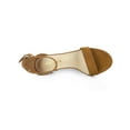 thumbnail image 4 of BLISSFUL STEP Women's Shoes Open Toe Mid Block Heel Ankle Strap Faux Suede Sandals Brown 5, 4 of 8