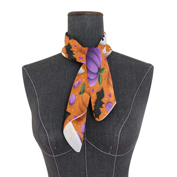 Square Scarf 24x24 Inch Fun Halloween-themed Pattern Silky Satin Sun Protection Neck Scarf for Women Multi-Purpose Head Wrap Bandana for Hair Bag Decoration