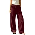 thumbnail image 2 of Bixock Women Pajamas Pants Loungewear Pants Solid Color Long Pajama Pants Straight Leg Elastic Drawstring Waist Side Pockets Soft Homewear Indoor Sleepwear Trousers Women Clothings, 2 of 5