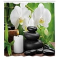 thumbnail image 3 of Ambesonne Spa Shower Curtain, Orchids Stones Nature, 69"Wx75"L, Black White and Green, 3 of 3