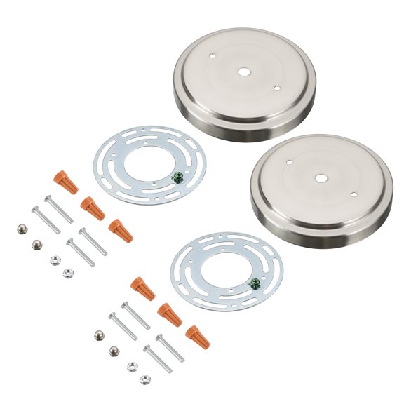 Aspen Creative 21509-32, Brushed Nickel Transitional Chandelier Fixture Canopy Kit w/Universal Cross Bar, 5-1/8" Diameter, 7/16" Center Hole.2 Sets/Pack