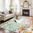 thumbnail image 3 of Easter Area Rug 5x7 Washable Rug Non Slip Spring Watercolor Bunny Eggs Wooden Grain Green Large Area Rug Soft Stainresistant Indoor Floor Carpet for Living Room Bedroom Home Office Dining Room, 3 of 8