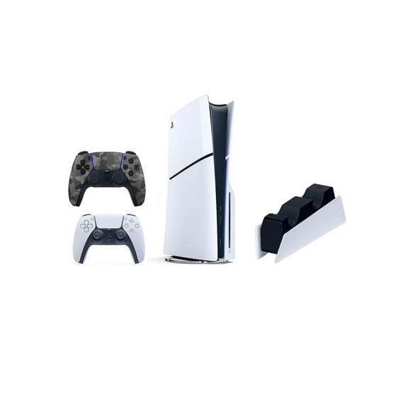 Restored Sony PS5 Slim Disc Console 1TB 2x Controllers & Charging Station SNY-BD-PS5SLIM (Refurbished)