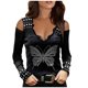 thumbnail image 1 of Mujeres Casual Impreso Sexy Manga Larga Sin Tirantes Cuello En V Jersey Fuera Del Hombro Blusa Camiseta Tops Fridja FKASFK3951, 1 of 5
