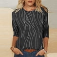 thumbnail image 2 of Moxiu 3/4 Sleeve Tshirts Shirts for Women Vintage Flowers T Shirt Crew Neck Going Out Tops Elbow Length Sleeve Graphic Tees 2025 Dark Gray,S, 2 of 9