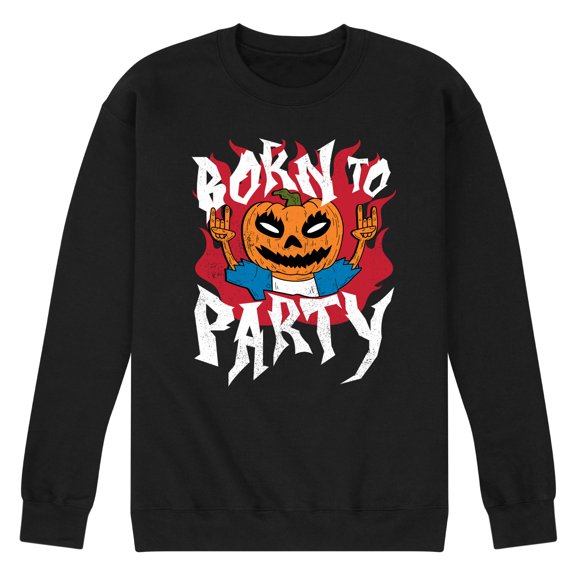 Instant Message - Born To Party Halloween  - Men's Crew Neck Fleece Pullover