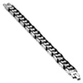 thumbnail image 2 of Stainless Steel Silver-Tone Black Rubber Link Mens Bracelet, 8", 2 of 2