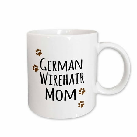 

3dRose German Wirehair Dog Mom - Wirehaired Pointer - Doggie by breed - brown paw prints doggy lover mama Ceramic Mug 15-ounce