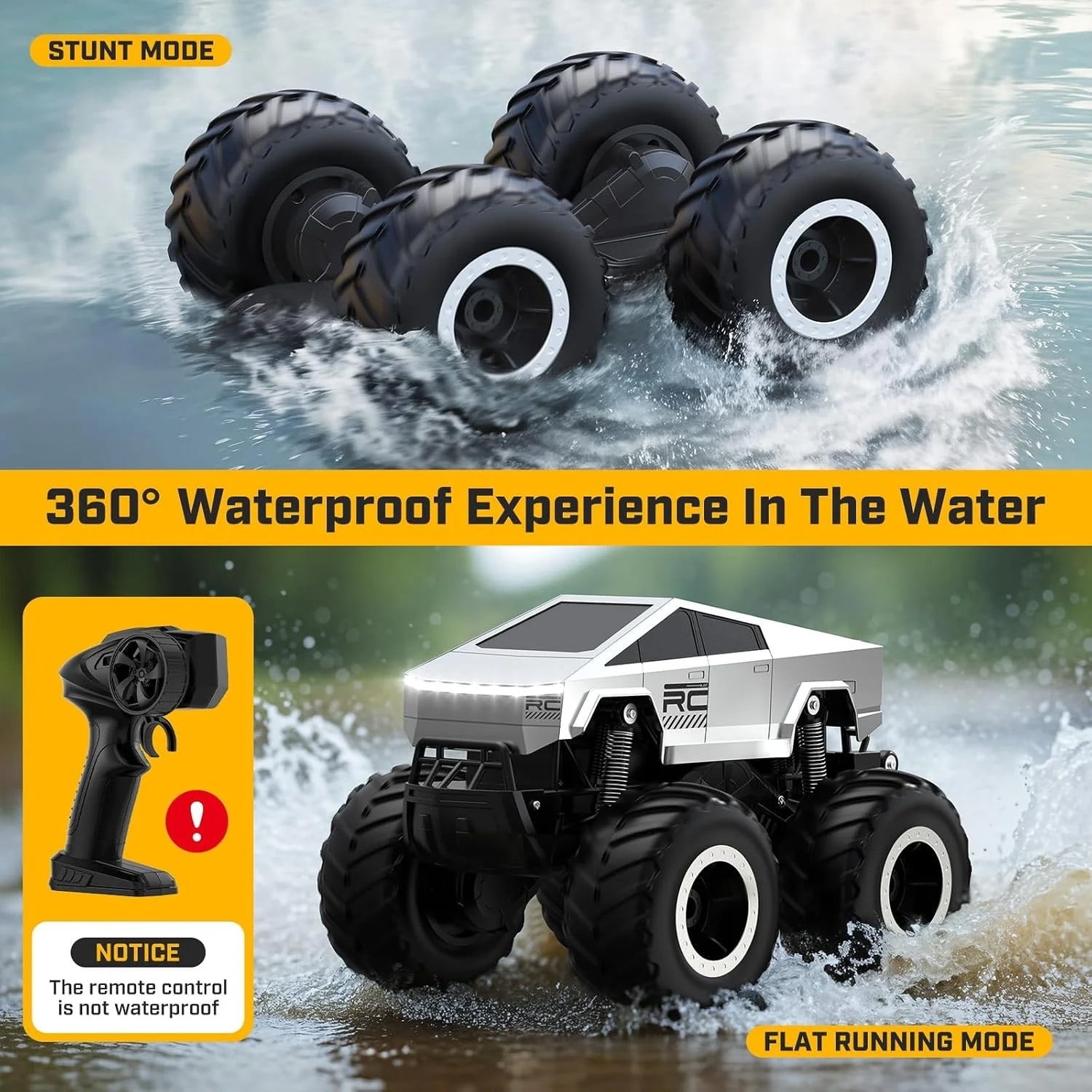 Remote Control Cars for Kids,2 in 1 Land Water RC Cars Toy,1:16 Waterproof 4WD off Road Monster Truck for All Terrain,Gifts for Boys Girls