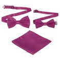 thumbnail image 1 of Pajarita para hombres, pajaritas ajustables con pañuelo de bolsillo, conjuntos de pajaritas preatadas para bodas (Rojo púrpura, 2 tamaños), 1 of 6