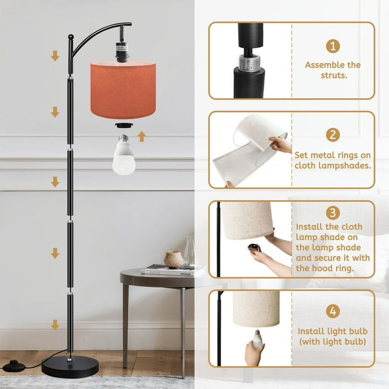 Arc Floor Lamp Terracotta painted stucco wall Tall Modern Standing