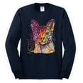 thumbnail image 2 of Wild Bobby Dean Russo Colorful Cat Abyssinian Cat Lover Men Long Sleeve Shirt, Navy, Large, 2 of 5