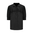 thumbnail image 4 of Youyipin Womens Tops Button Down Shirts Short Puff Sleeve Collar Neck Cute Dressy Casual Blouse Summer Tops For Women, 4 of 6