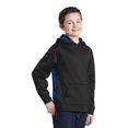 thumbnail image 4 of Sport-Tek Youth Sport Wick CamoHex Fleece Colorblock Hooded Pullover-L (Black/ True Royal), 4 of 6