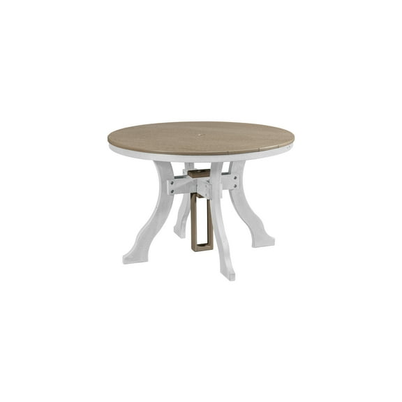 Round Dining Table - Weatherwood HDPE Plastic - UV & Weather Resistant - Outdoor Table