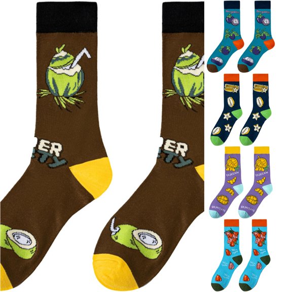 Xijirk Coconut Crew Socks Tropical Fruit Print Cotton Novelty Socks Size:One Size