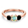 thumbnail image 3 of Gem Stone King 18K Rose Gold Plated Silver Mercury Mist Mystic Topaz and Black Diamond Engagement Ring for Women | 1.09 Cttw | Round 5MM | Gemstone November Birthstone | Size 5, 3 of 6