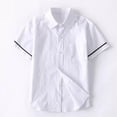 thumbnail image 4 of Ohufall Kids Boys Girls Shirts School Uniform White Tshirts Pocket Turndown Collar Button Comfy T Shirts 3-14 Years, 4 of 5