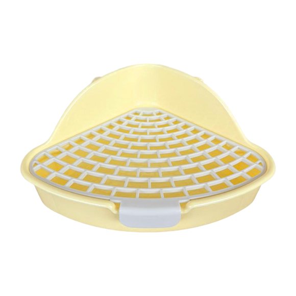 Caja de arena para conejos medianos, orinal triangular, inodoro para animales pequeños. Amarillo