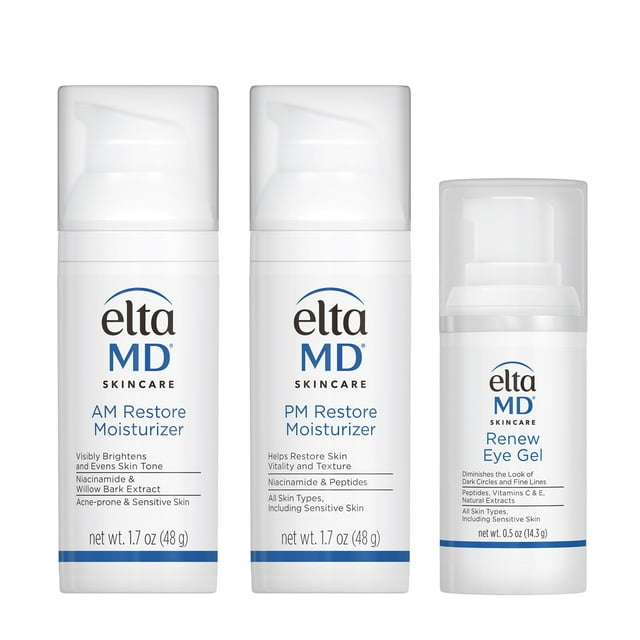 Kit de cuidado de la piel EltaMD con hidratantes AM y PM y gel para ojos