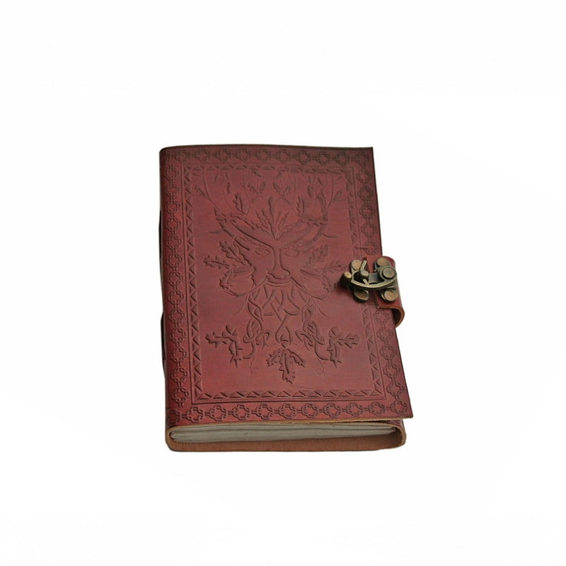 Green Man Leather Journal with Clasp by Medieval Collectibles