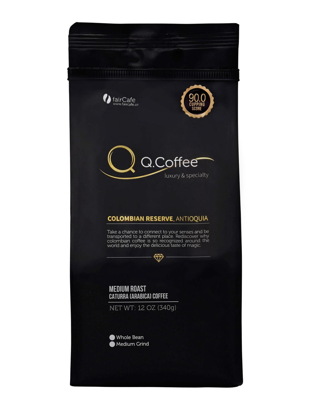 Q.COFFEE 12 Oz Specialty Colombian Medium Roast Luxury Coffee Cafe