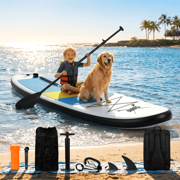 Naipo 10FT Inflatable Paddle Board Stand Up Paddle Board SUP Board with 120"x30"x6" for Youth & Adults Summer