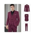 thumbnail image 2 of Men's Suit Slim Fit 3 Piece Suit Double Breasted Suit One Button Formal Wedding Prom Suits Burgundy M, 2 of 7