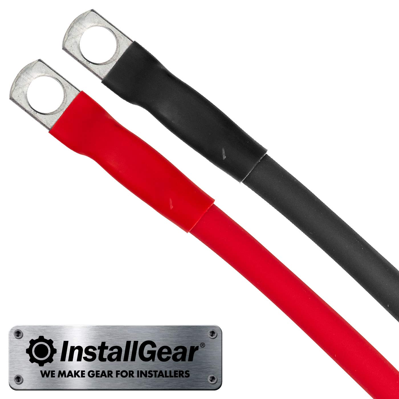 InstallGear 8 Gauge 2ft OFC Battery Power Inverter Cables (2ct Red/Black) - OFC 8 Gauge Wire - 8 Gauge Marine Wire - Battery Cable for Car Stereo, Solar, Auto, RV & Marine