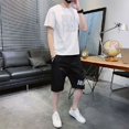 thumbnail image 5 of Conjunto de dos piezas para hombre, para correr, con letras, para trotar, color blanco, camisetas Kpop, pantalones cortos, trajes para hombre, ropa de verano, moda 2024, 5 of 5