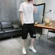 thumbnail image 5 of Conjunto de dos piezas para hombre, para correr, con letras, para trotar, color blanco, camisetas Kpop, pantalones cortos, trajes para hombre, ropa de verano, moda 2024, 5 of 5