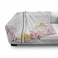 thumbnail image 3 of Pastel Soft Flannel Fleece Throw Blanket, Floral Spring Wreath Soft Toned Flower Butterflies Leaves Pattern, Cozy Plush for Indoor and Outdoor Use, 70" x 90", Pale Pink Ginger, by Ambesonne, 3 of 6
