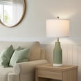 thumbnail image 2 of Cinkeda 26" Ceramic Table Lamps Set of 2 with Rotary Switch, Modern Farmhouse White Glaze & Drum Shade for Bedroom Living Room, 2 of 7