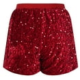 thumbnail image 5 of HongQid Women Sparkly Sequin Shorts Glitter Elastic High Waisted Sparkle Straight Legs Shorts for Parties, 5 of 8