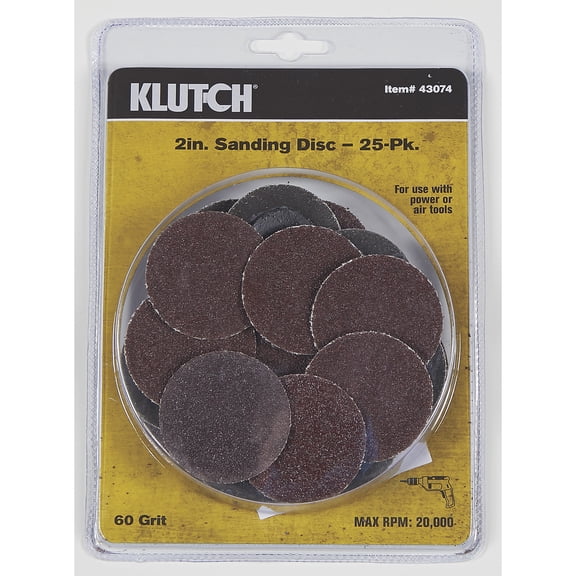 Klutch 2in. Sanding Discs, 25-Pk., 60 Grit, Quick Connect