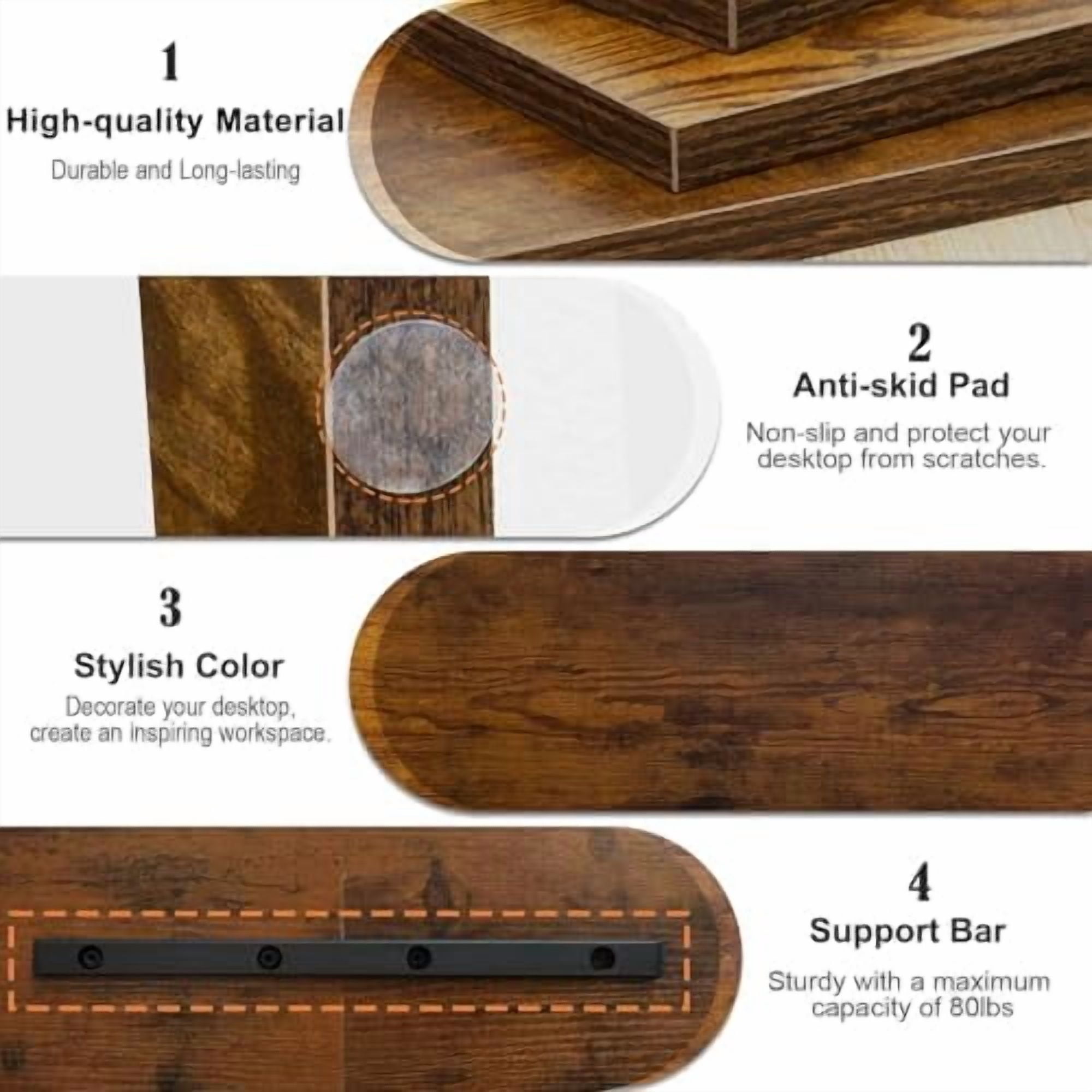2 Tier Wooden Monitor Riser Stand, Desktop Stand with storage for Laptop/PC/Printer/Keyboard, TV Stand Shelf Home Office Desk Accessories