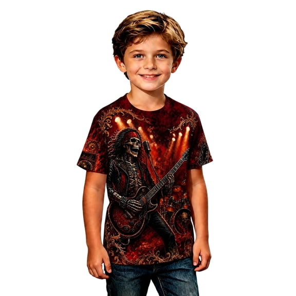 HNMKIU Boys Crew Neck Short Sleeve T Shirt Casual Summer Top With Print Halloween Style