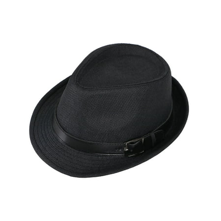Adult UV Sun Protective Panama Style Straw Fedora Hat,Black Hat Black