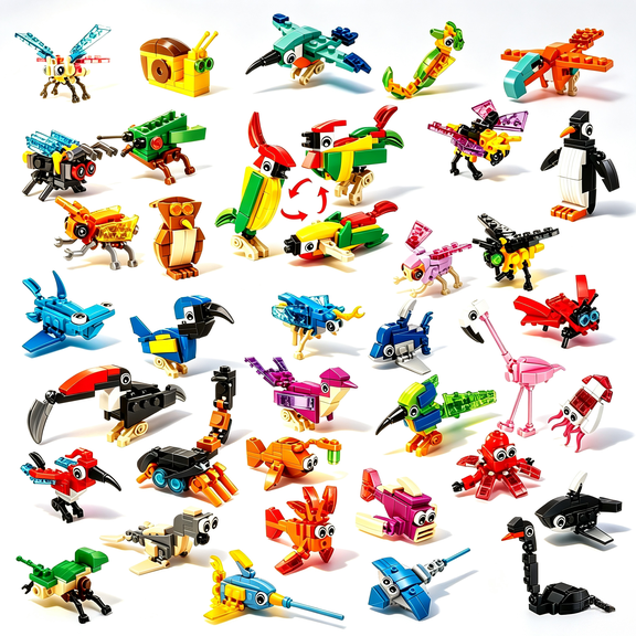 Casrra Party Blocks 36PCS Mini Animal Plastic Building Blocks, 108 Build Options, Kids Party Favors for Ages 3-8, Goodie Bag Stuffers, Pinata Fillers, Classroom Treasure Box Prizes, Carnival Mini Toy