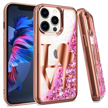 GSA CHROME GLITTER Motion LOVE Case For Apple iPhone 13 Pro Max (6.7") ROSE GOLD