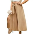 thumbnail image 3 of Women'S Casual Split Wide Leg Pants High Waist Palazzo Flowy Beach Summer Boho Lounge with Pockets Khaki S, 3 of 8
