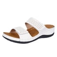 thumbnail image 1 of DAFEI Women's Thick Soled Leather One Strap Hollow Out Casual Open Back Solid Color Sandals, 1 of 8