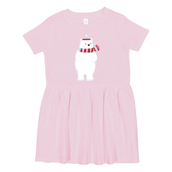 Inktastic Polar Bear, Cute Bear, Bear with Scarf, Hat Girls Toddler Dress