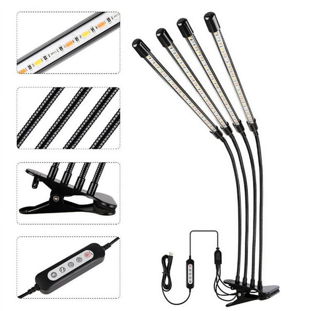 Grow Lights for Indoor Plants, Clip-on Plant Grow Lights with Red Blue & Full Spectrum for House Plants Hydroponics Succulent Growing, Dimmable/ Color Change/ Timing Function