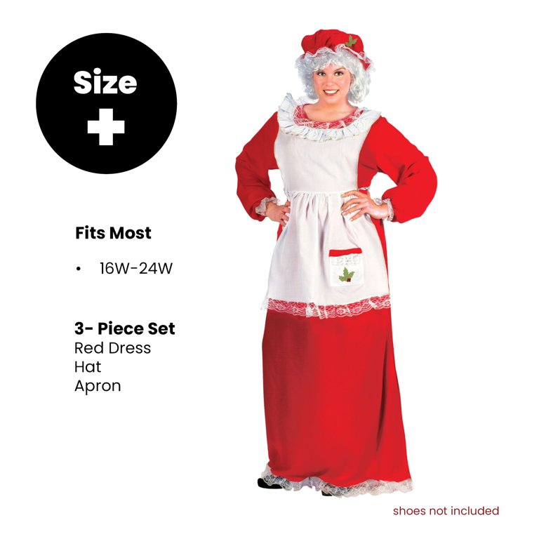 Fun World Red and White Plush Mrs. Santa Claus Women Adult Christmas Costume  - Plus Size - Walmart.com
