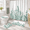 Eucalyptus Green Leaves, variant on 4-Piece Sand Marble Bathroom Linen Set with Shower Curtain, Rugs, Lid Cover and Hooks