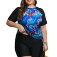 thumbnail image 2 of FOLUNSI Womens Plus Swimsuits 2 Piece Rash Guard Raglan Short Sleeve with Boyshorts Surfing Swimwear 0X-5X, 2 of 5