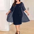thumbnail image 6 of QQZ Womens Plus Size Mesh Cocktail Dress Petal 3/4 Sleeve Round Neck Wedding Guest Party Midi Dresses, 6 of 7